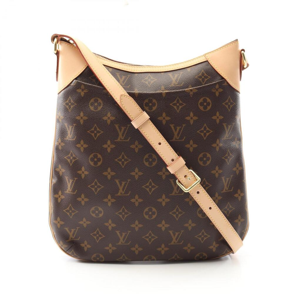 Louis Vuitton Odeon Monogram Shoulder Bag Canvas Leather Brown